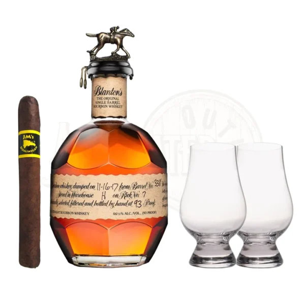 Blanton's Original Single Barrel with Glencairn Set & Cigar Bundle bourbon whiskey